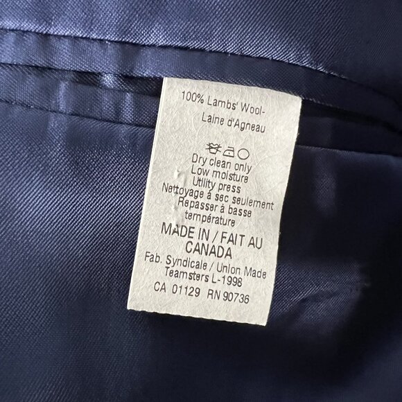 Lauren Ralph Lauren lambs wool blue chevron single-breasted blazer suit jacket - Picture 10 of 13